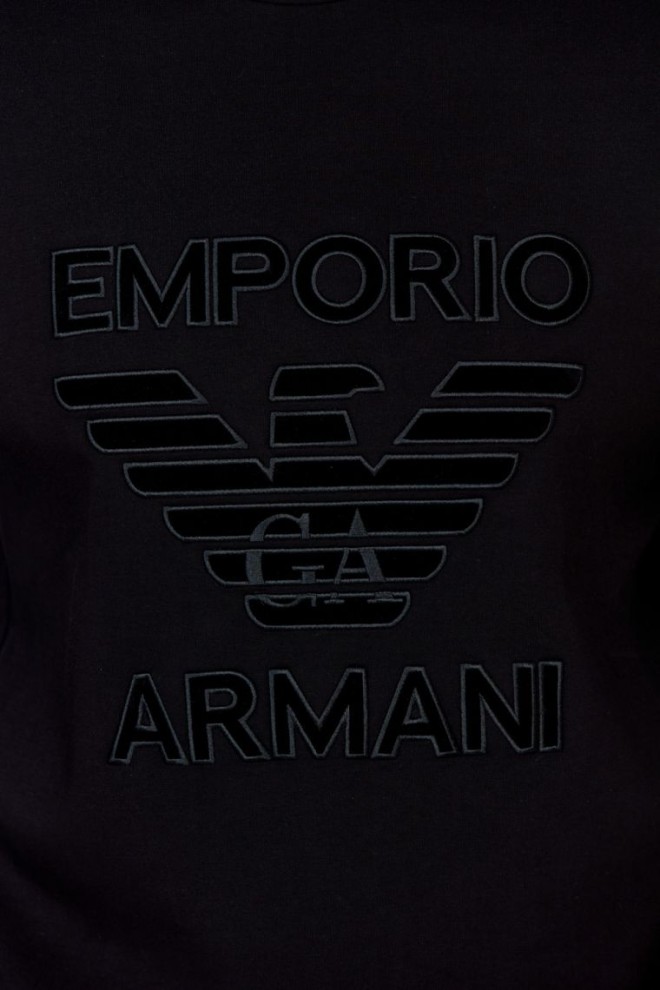 EMPORIO ARMANI Чорний чоловічий світшот з оксамитовим логотипом