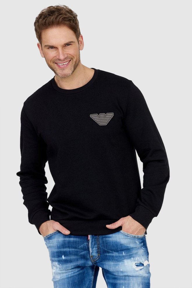 EMPORIO ARMANI Black men's sweatshirt with grey logo