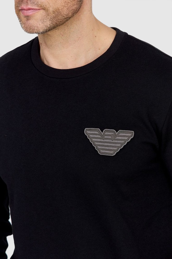 EMPORIO ARMANI Black men's sweatshirt with grey logo