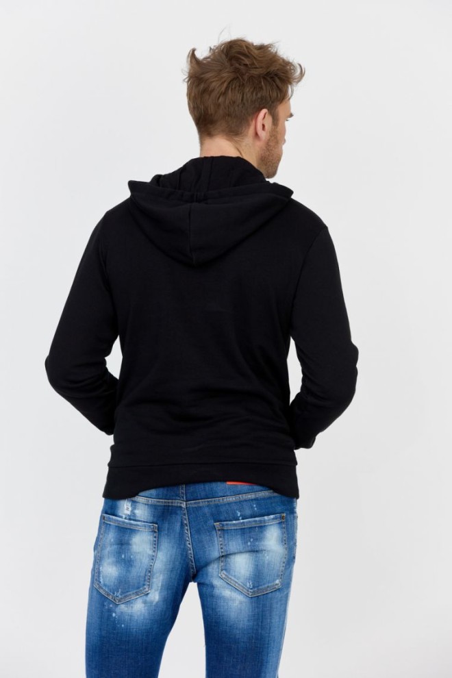 EMPORIO ARMANI Black men's hoodie with grey logo