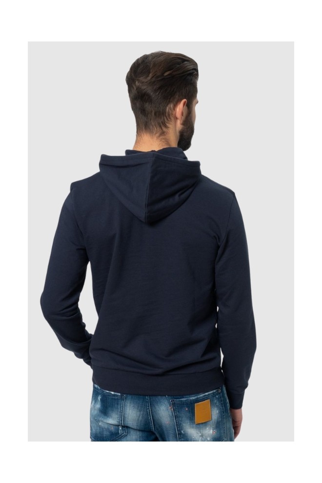 EMPORIO ARMANI Men's navy blue hooded sweatshirt with logo