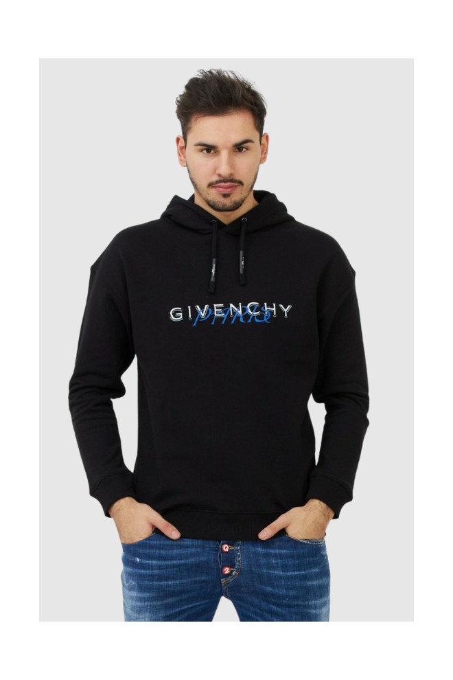 GIVENCHY Black men's hoodie with logo