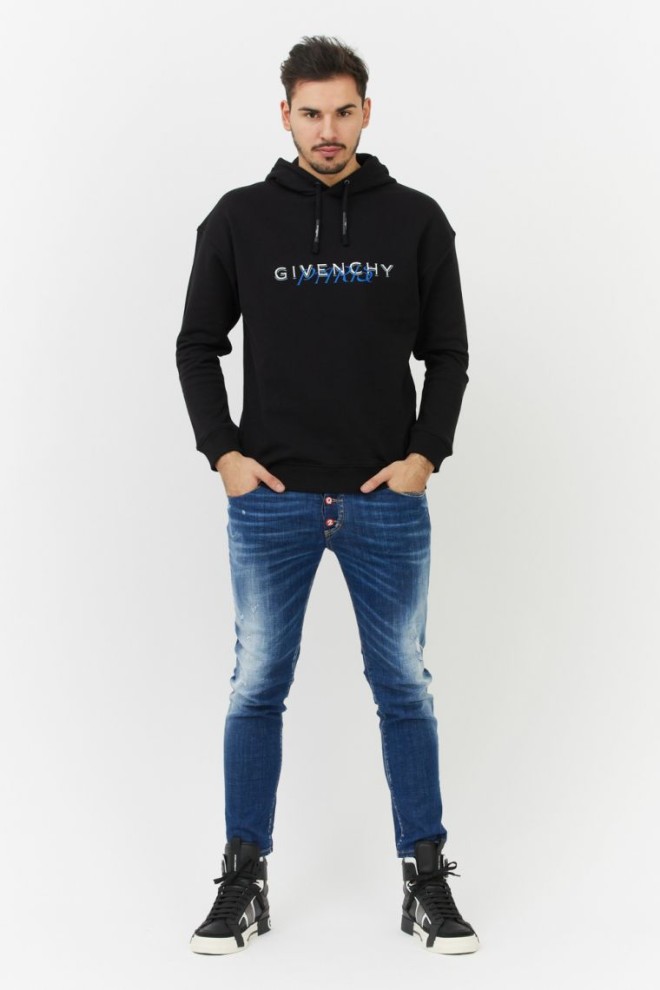 GIVENCHY Black men's hoodie with logo