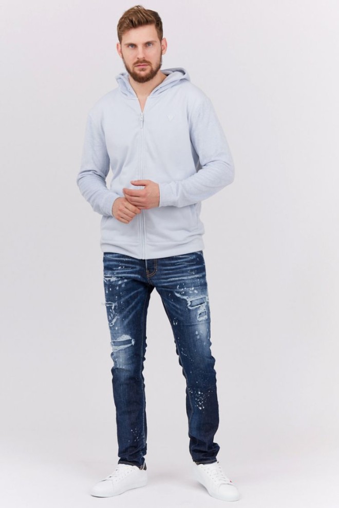 Hanorac albastru din bumbac pentru bărbați GUESS 