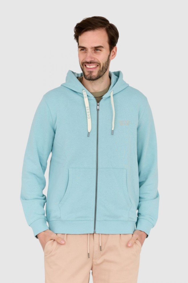 GUESS turquoise unbuttoned slim fit sweatshirt