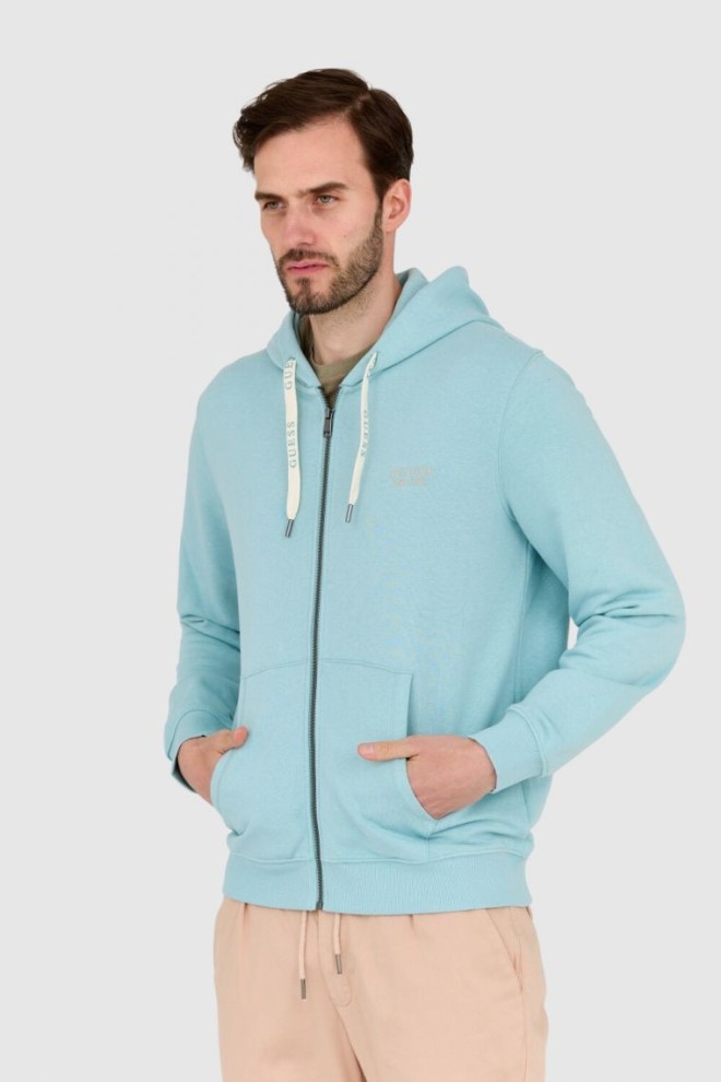 GUESS turquoise unbuttoned slim fit sweatshirt