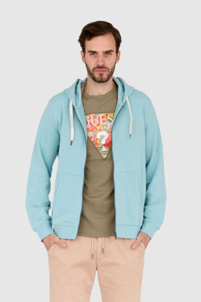 GUESS turquoise unbuttoned slim fit sweatshirt