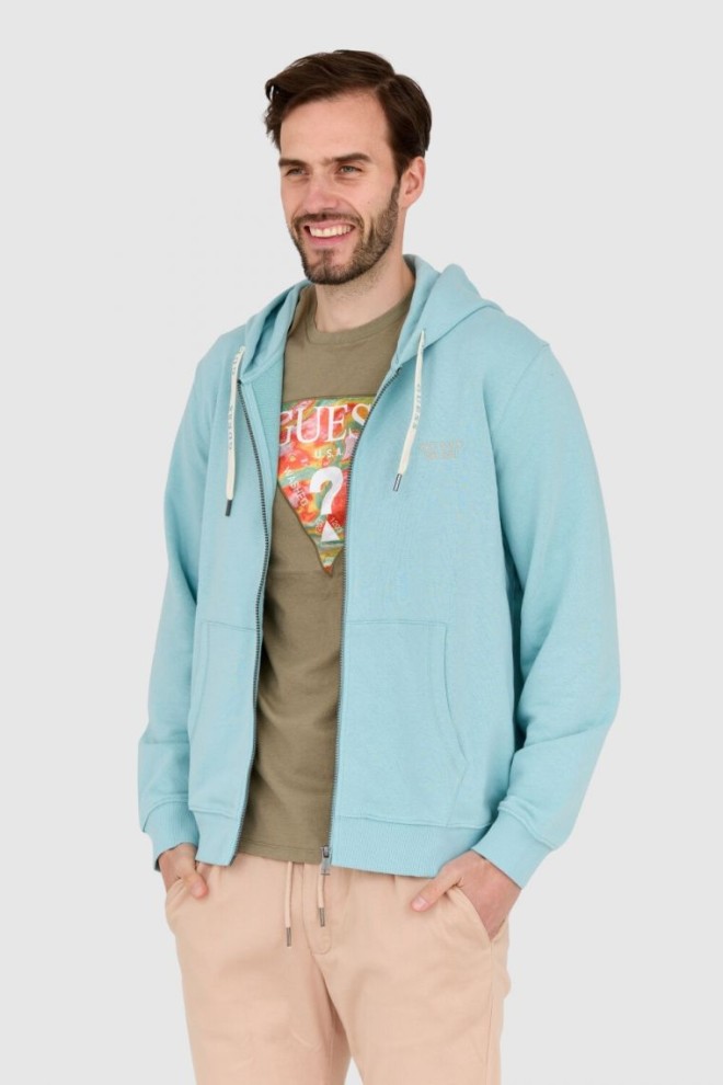 GUESS turquoise unbuttoned slim fit sweatshirt