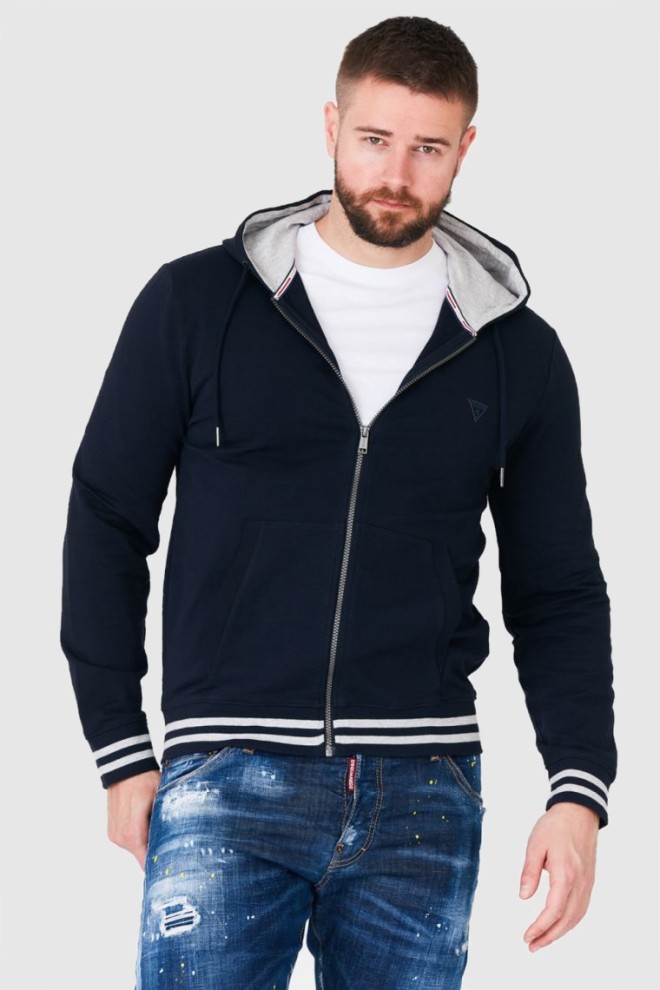 Hanorac cu fermoar albastru marin pentru bărbați GUESS 