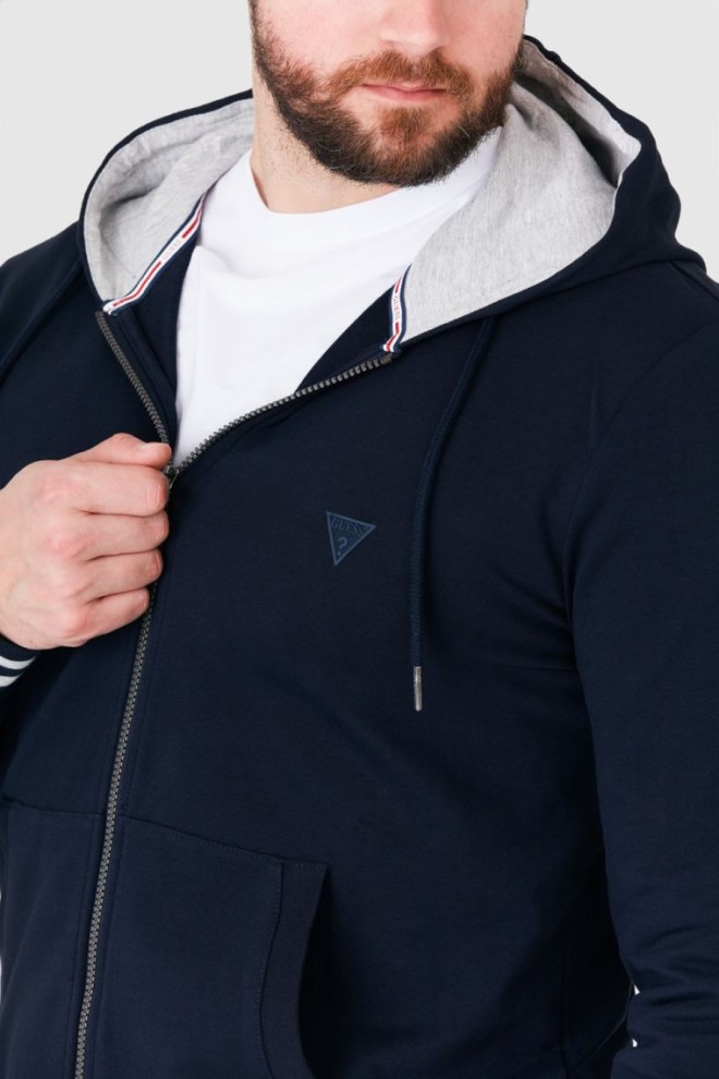 Hanorac cu fermoar albastru marin pentru bărbați GUESS 