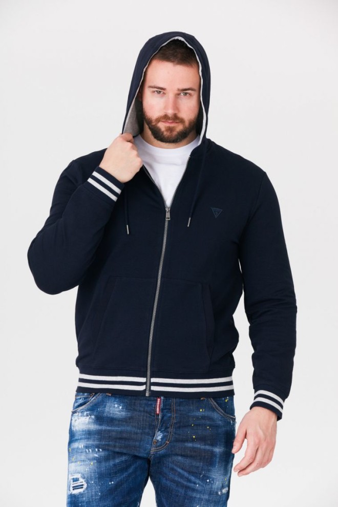 Hanorac cu fermoar albastru marin pentru bărbați GUESS 