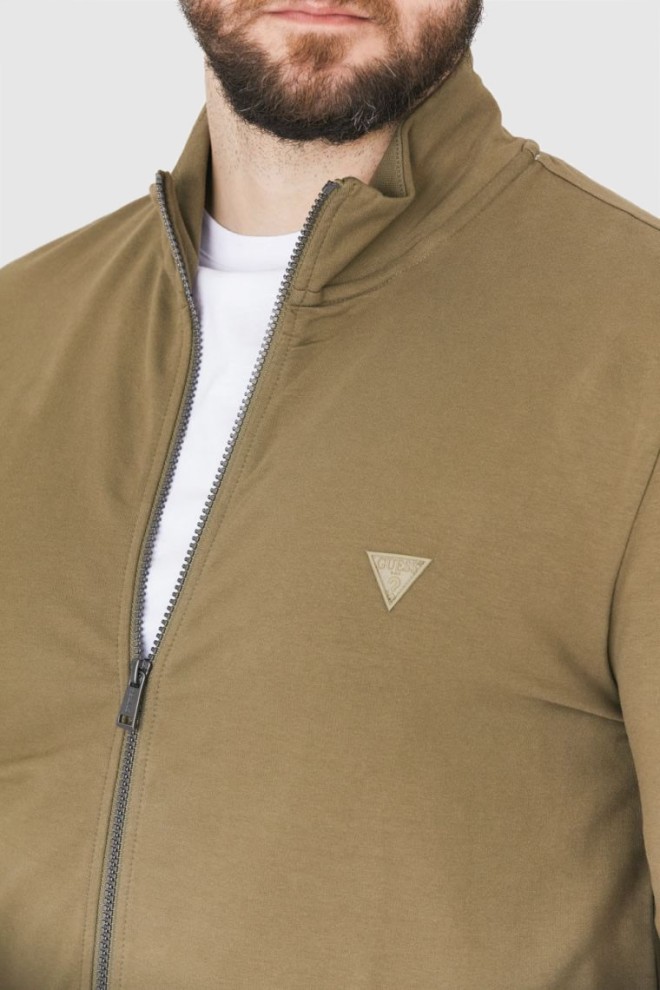 GUESS Olive unbuttoned men's sweatshirt with triangle logo