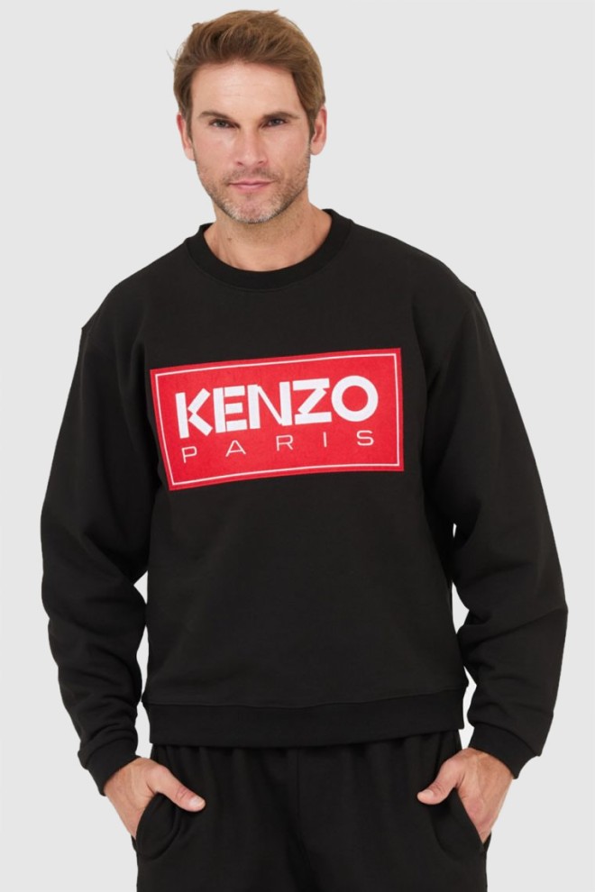 KENZO Black men's sweatshirt with logo applique