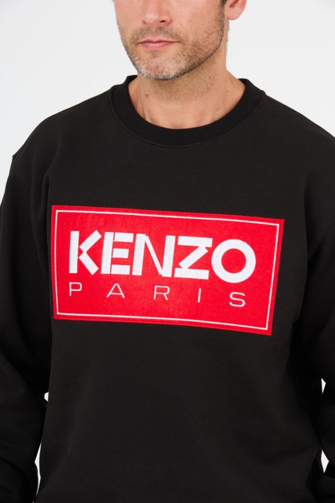 KENZO Black men's sweatshirt with logo applique