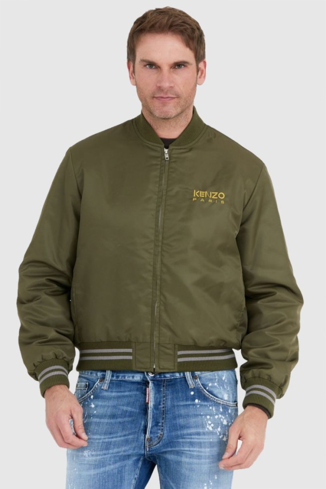 KENZO Green men's bomber jacket with yellow logo