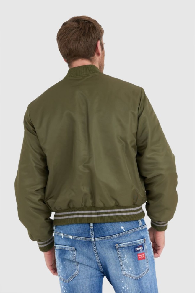 Jachetă bomber verde KENZO pentru bărbați cu logo galben