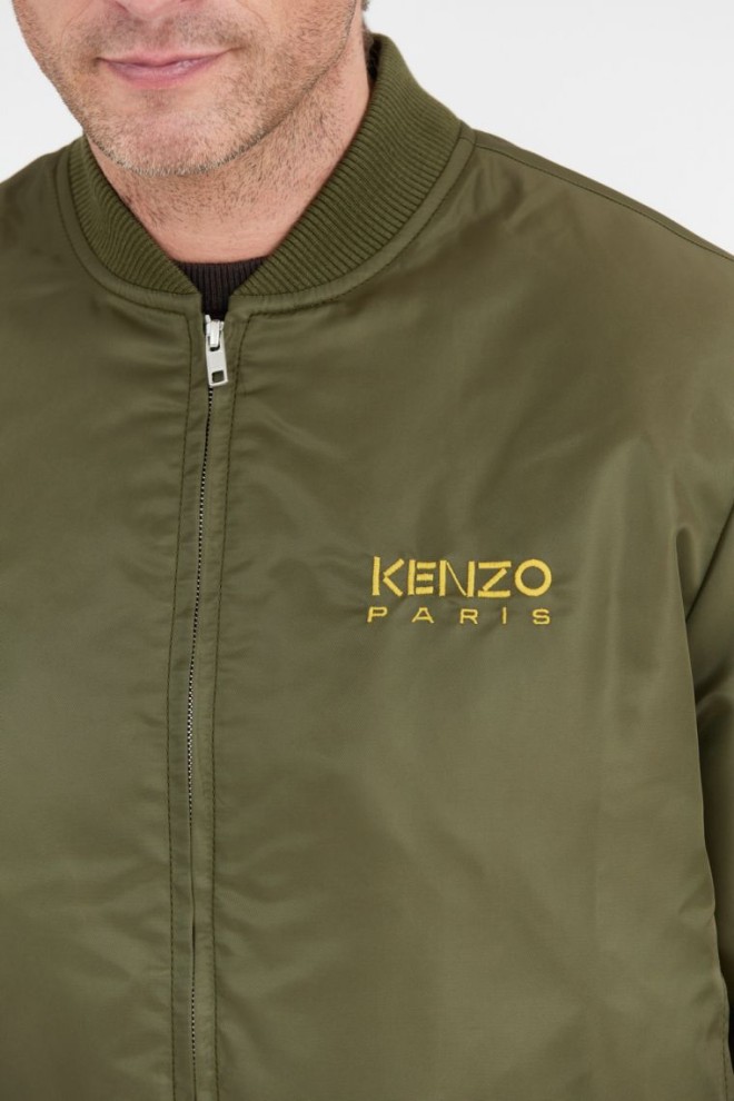 Jachetă bomber verde KENZO pentru bărbați cu logo galben