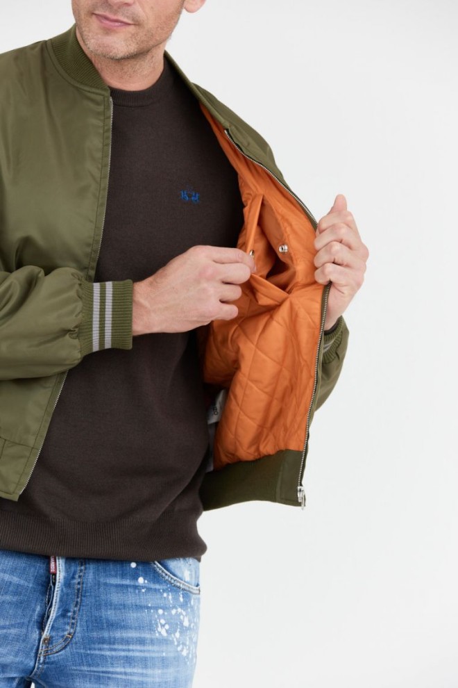 Jachetă bomber verde KENZO pentru bărbați cu logo galben