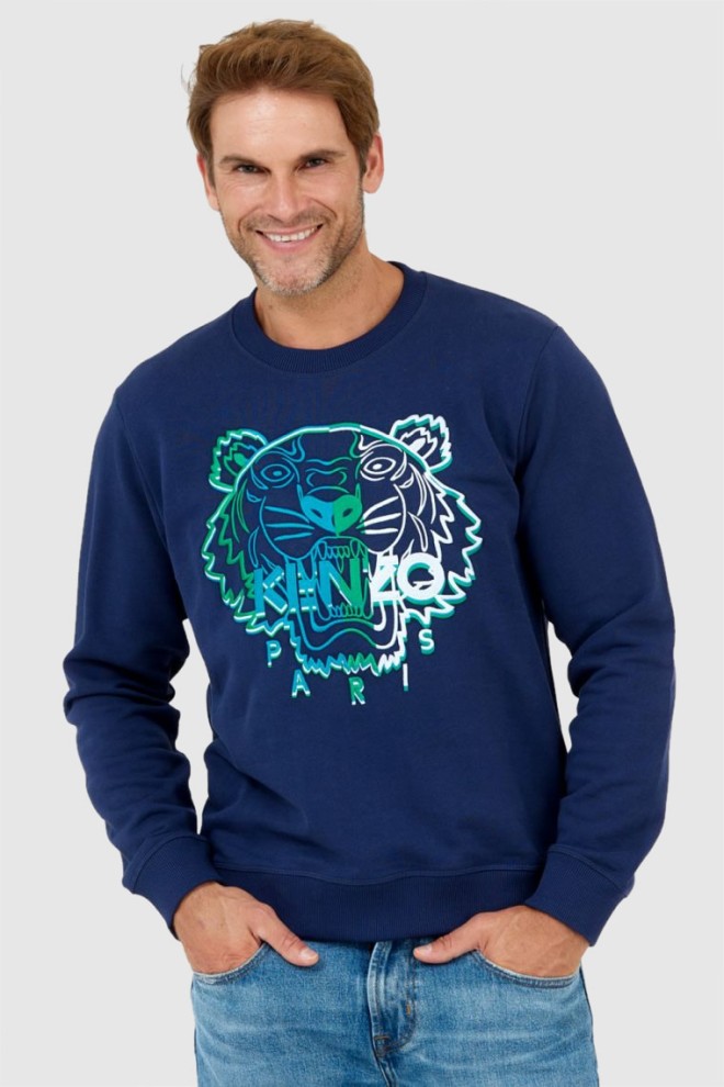 KENZO Men's navy blue sweatshirt with embroidered logo