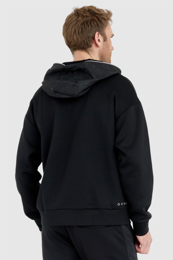 LA MARTINA Hanorac negru pentru bărbați cu logo argintiu