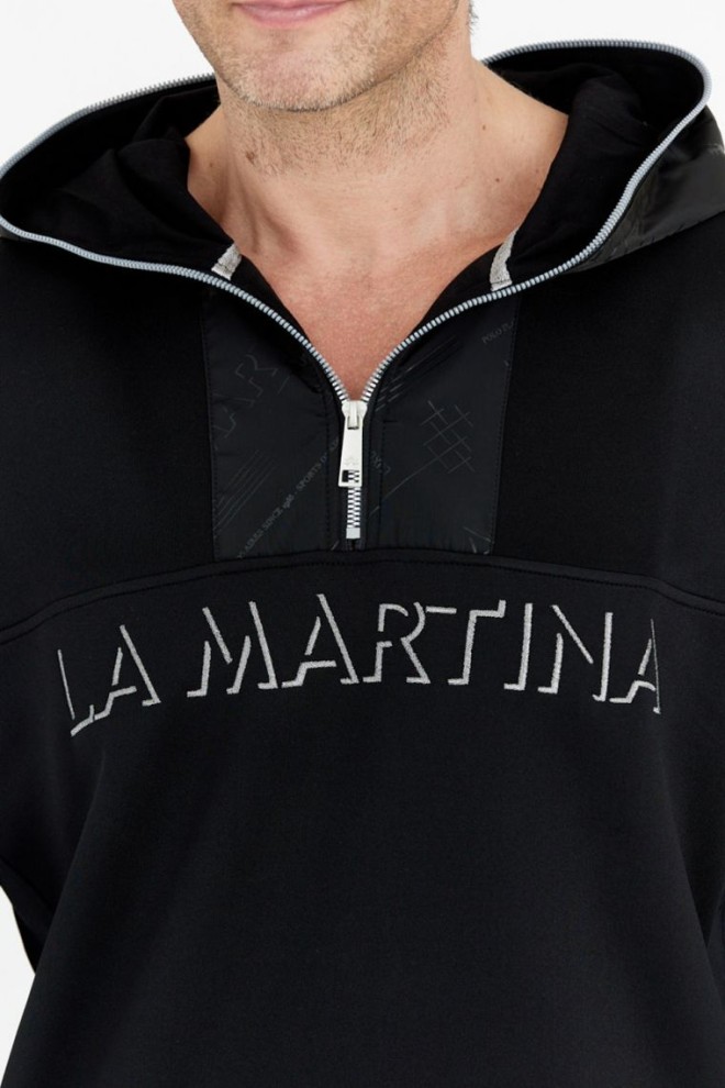 LA MARTINA Black men's sweatshirt with silver logo