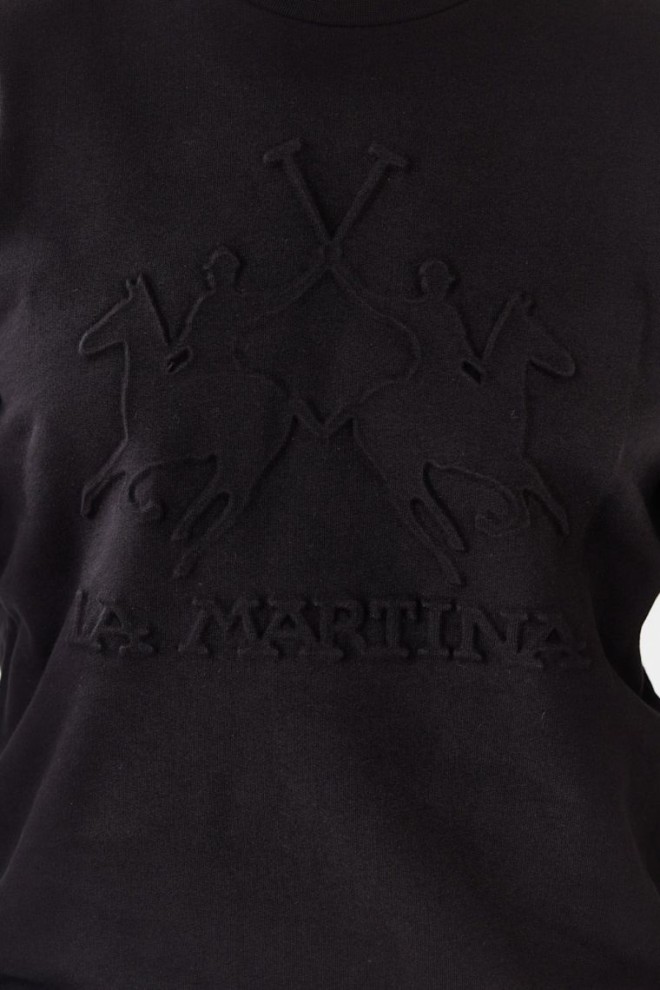 LA MARTINA Black men's sweatshirt with embossed logo