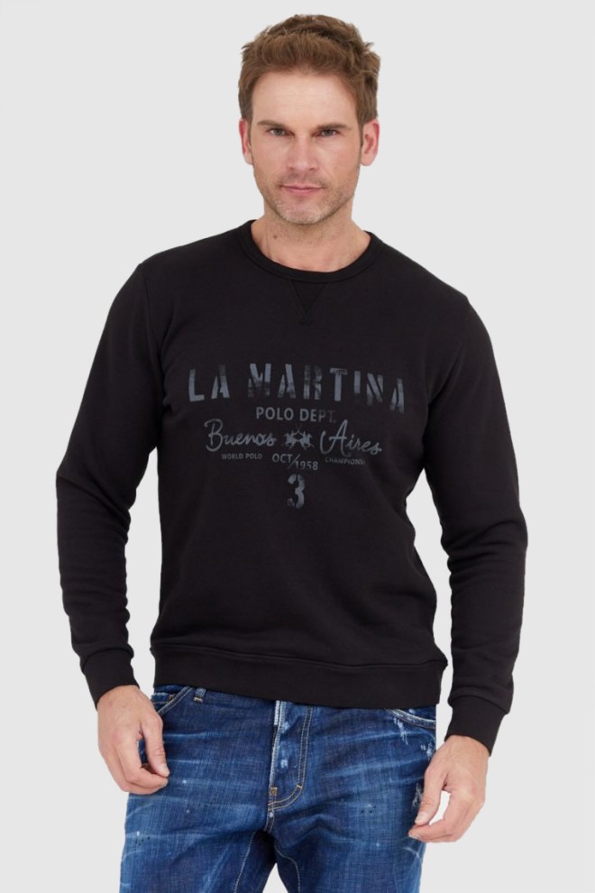 LA MARTINA Black men's sweatshirt with vintage logo