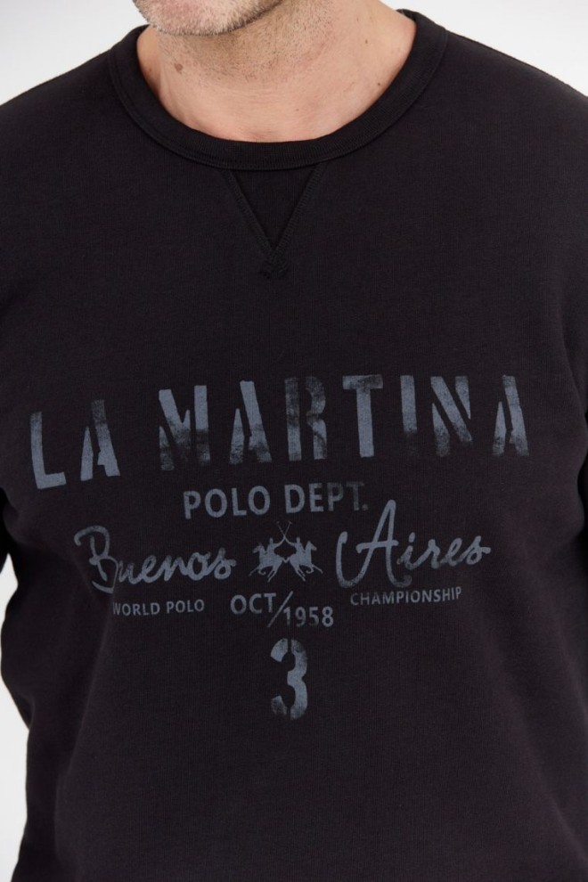 LA MARTINA Black men's sweatshirt with vintage logo