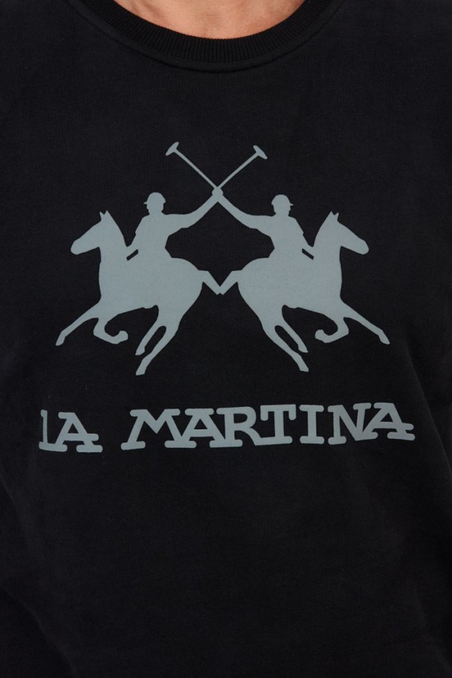 LA MARTINA Black men's sweatshirt with grey logo