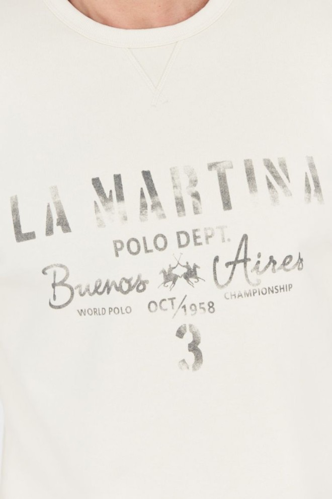 LA MARTINA Hanorac ecru pentru bărbați cu logo vintage