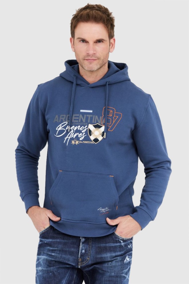 LA MARTINA Men's navy blue sweatshirt with patches