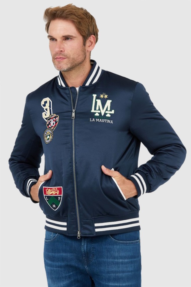 LA MARTINA Navy blue men's bomber jacket