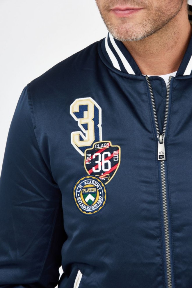 LA MARTINA Navy blue men's bomber jacket