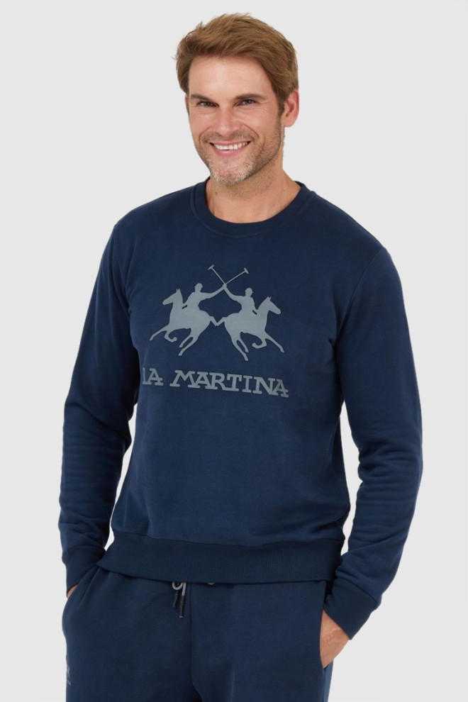 LA MARTINA Men's navy blue sweatshirt with grey logo