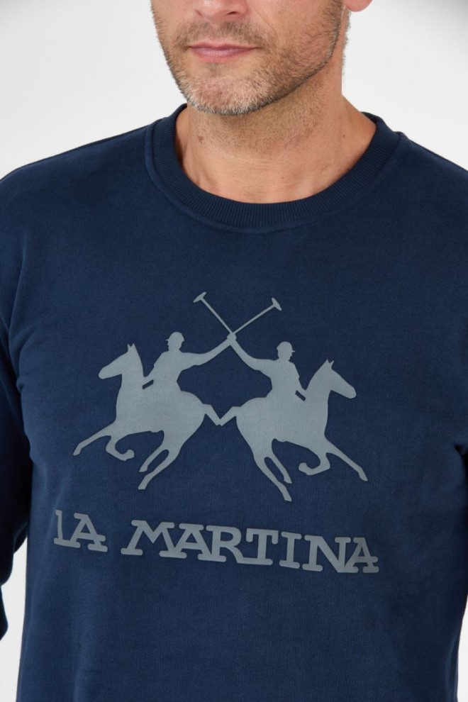 LA MARTINA Men's navy blue sweatshirt with grey logo