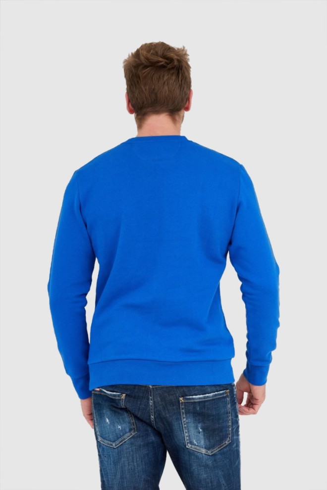 LA MARTINA Blue men's sweatshirt with embossed logo