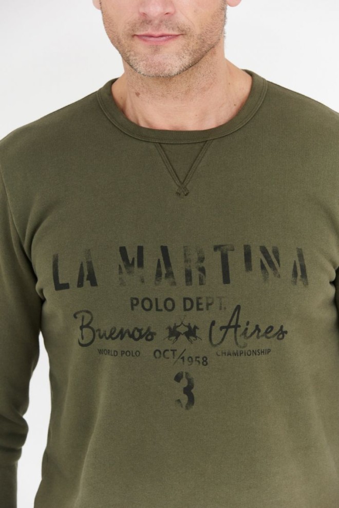 LA MARTINA Hanorac verde pentru bărbați cu logo vintage