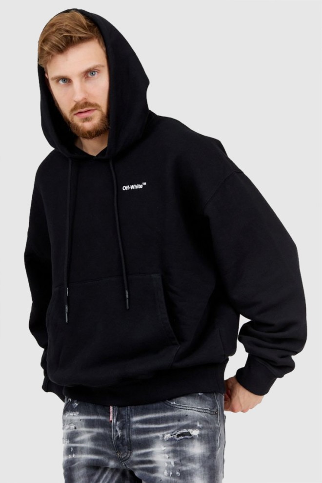 OFF-WHITE Black men's hoodie with print