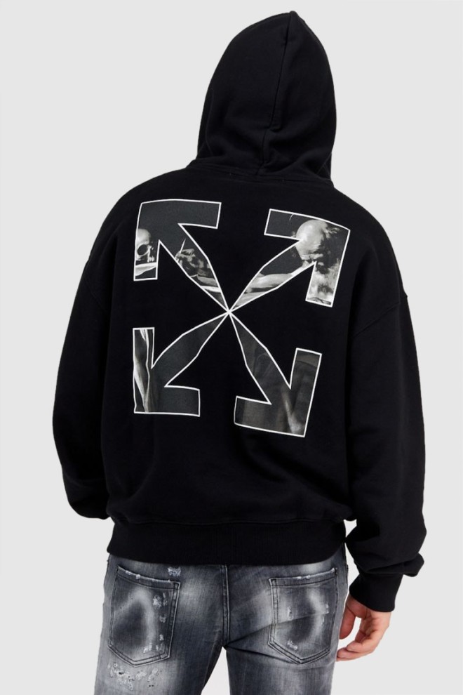 OFF-WHITE Black men's hoodie with print