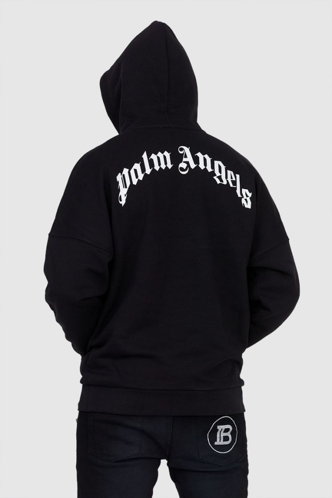 PALM ANGELS Black men's sweatshirt with white print