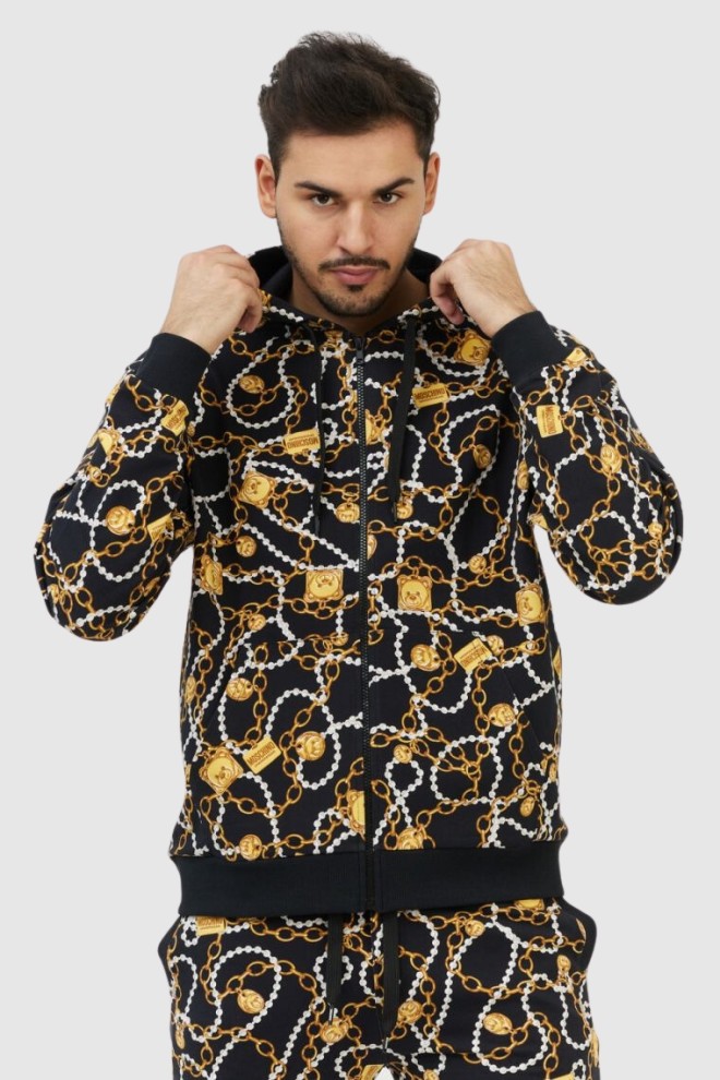 MOSCHINO Unbuttoned men's sweatshirt with gold chains