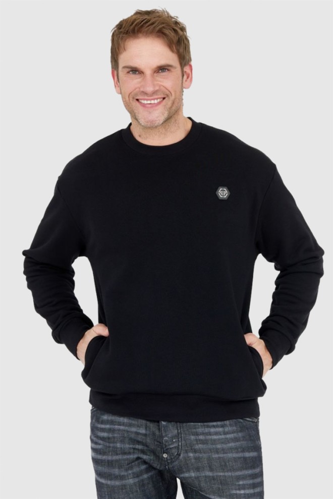 PHILIPP PLEIN Black men's ls hexagon sweatshirt