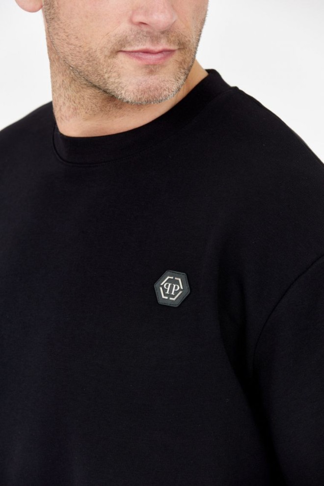 PHILIPP PLEIN Tricou negru pentru bărbați ls hexagon