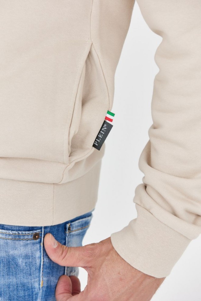 PHILIPP PLEIN Beige hexagon hooded sweatshirt