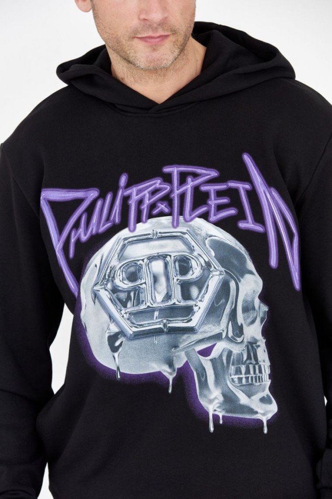 PHILIPP PLEIN Hanorac negru cu craniu pentru bărbați