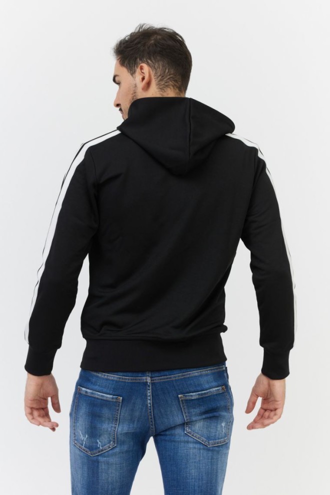 PALM ANGELS Black men's sweatshirt with piping and hoodie