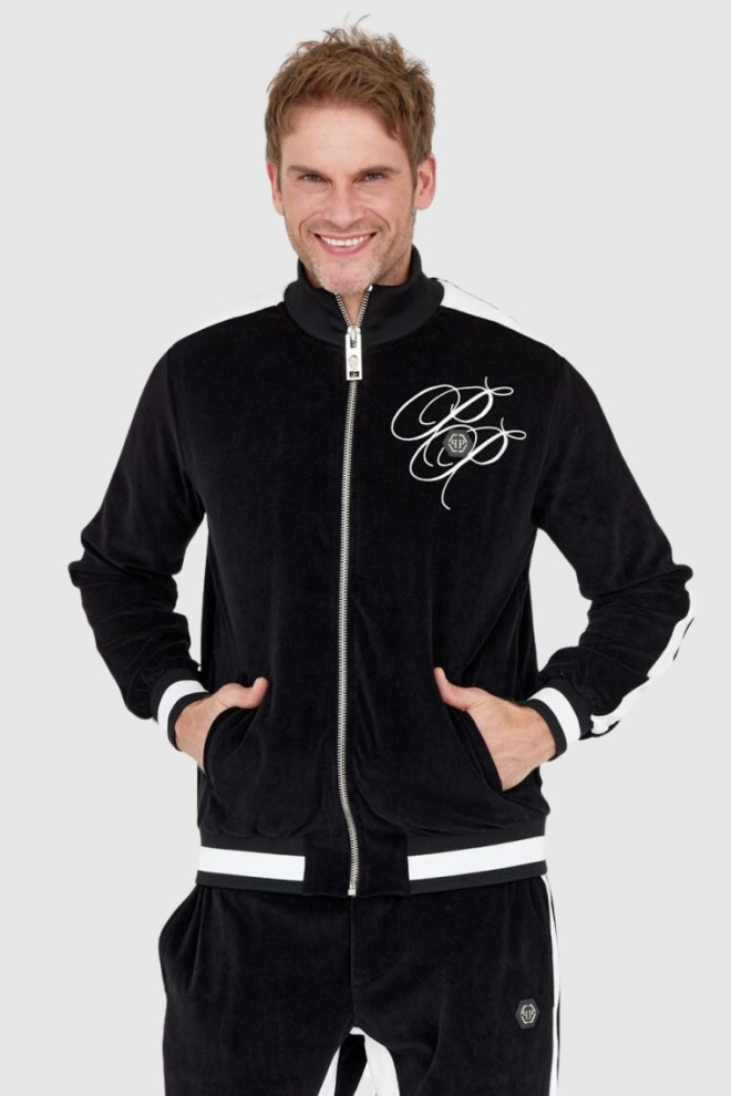 PHILIPP PLEIN Black men's tracksuit in velvet