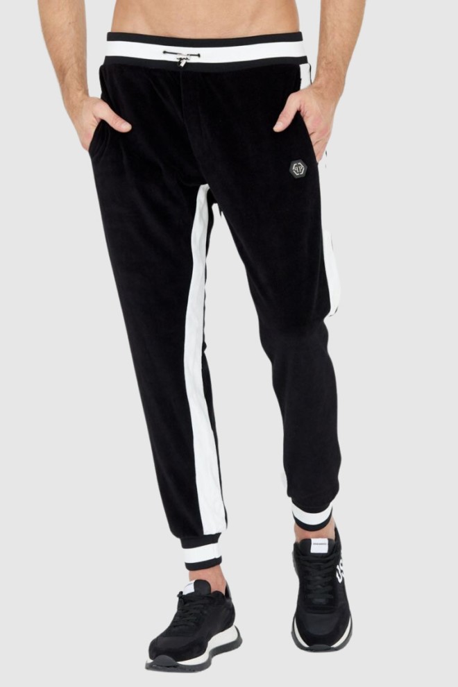 PHILIPP PLEIN Black men's tracksuit in velvet