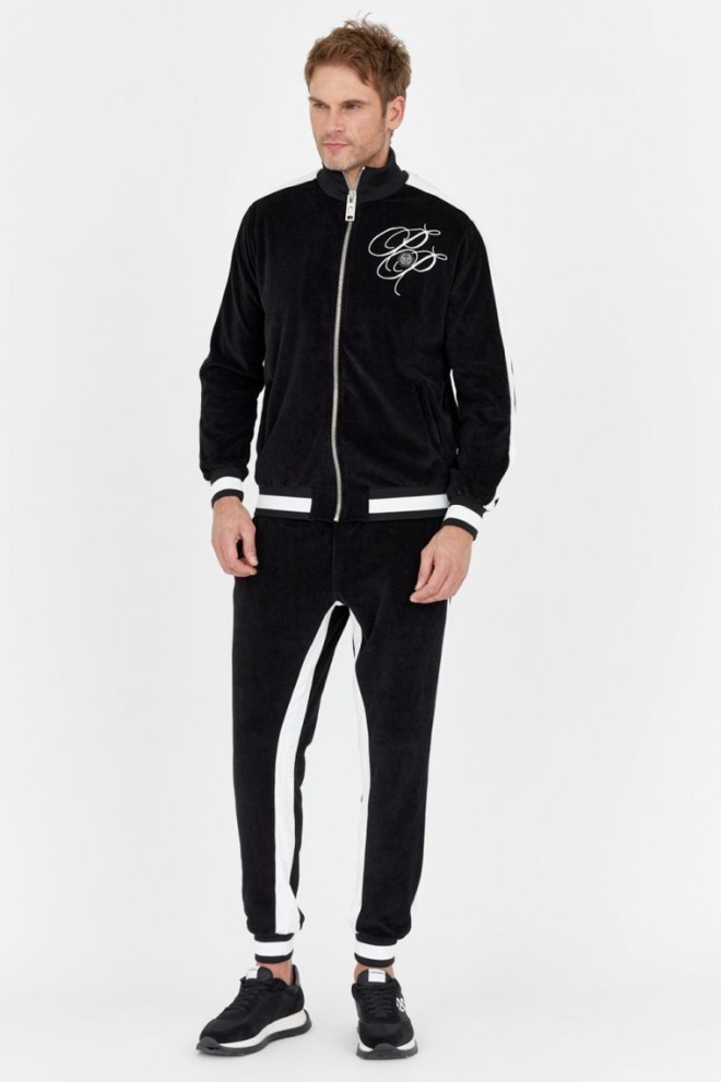 PHILIPP PLEIN Black men's tracksuit in velvet