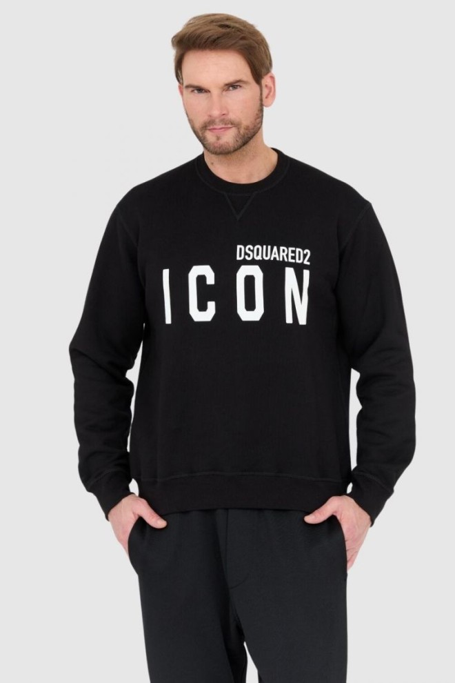 DSQUARED2 Black men's sweatshirt with large white icon logo